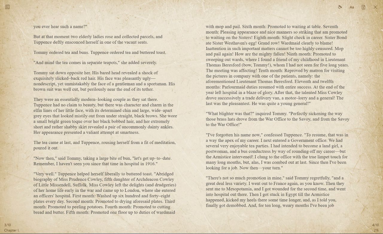 Bookerei reading interface with customizable themes and font options
