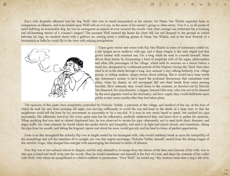 Single-page reading layout