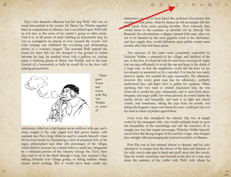 Two-page reading layout