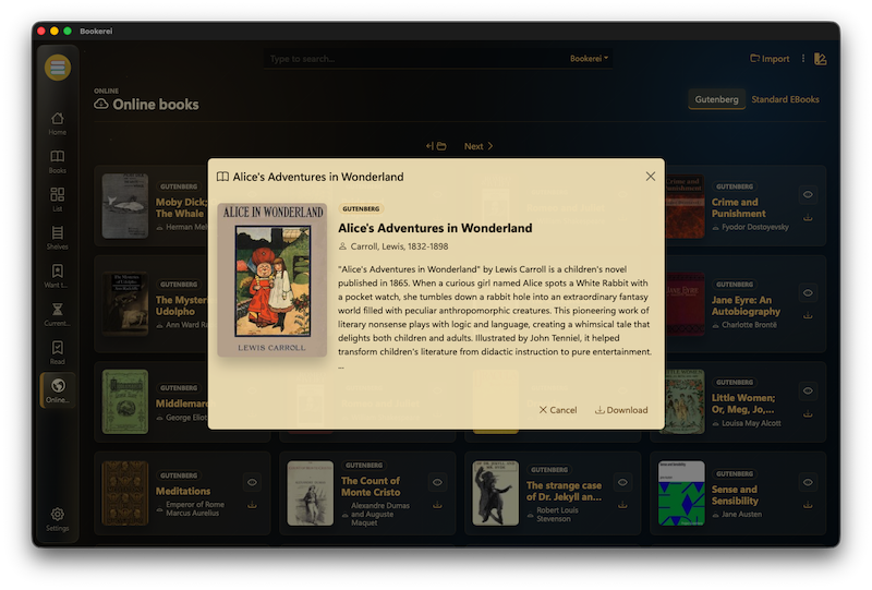 Bookerei Midnight Gold theme